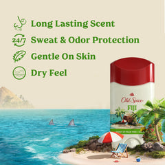 Old Spice Fiji pack of 3 box highlights value with 24/7 protection