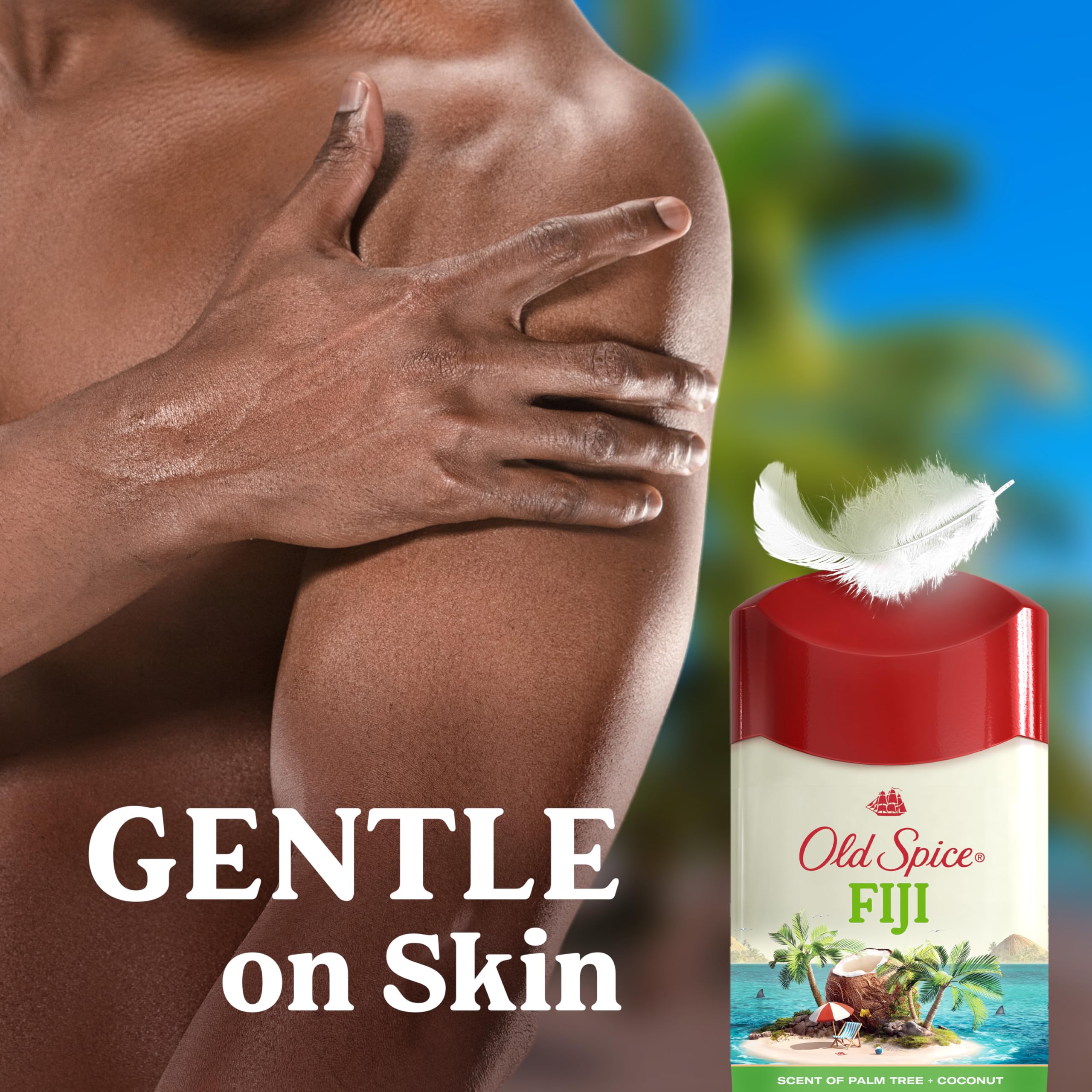Old Spice Fiji skin conditioners detail highlights gentler feel on skin