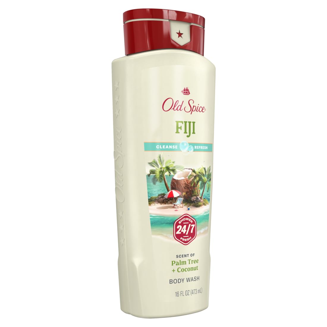 Old Spice Fresher Fiji lather closeup shows rich foam for deep cleansing and refreshment
