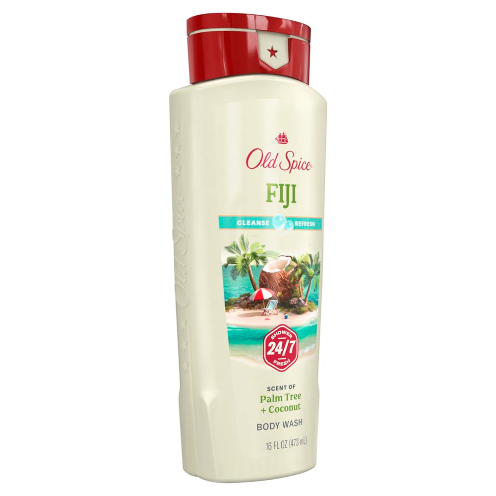 Old Spice Fresher Fiji lather closeup shows rich foam for deep cleansing and refreshment