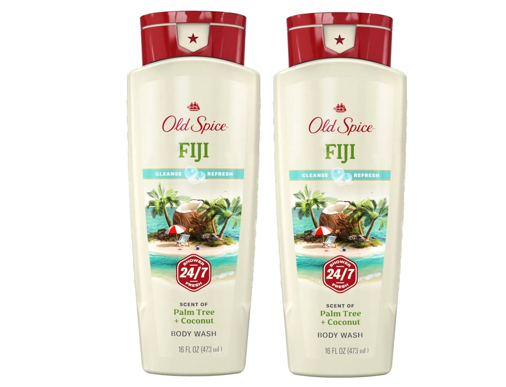 Old Spice Fresher Fiji pack of 2 bottles ready for daily shower refresh
