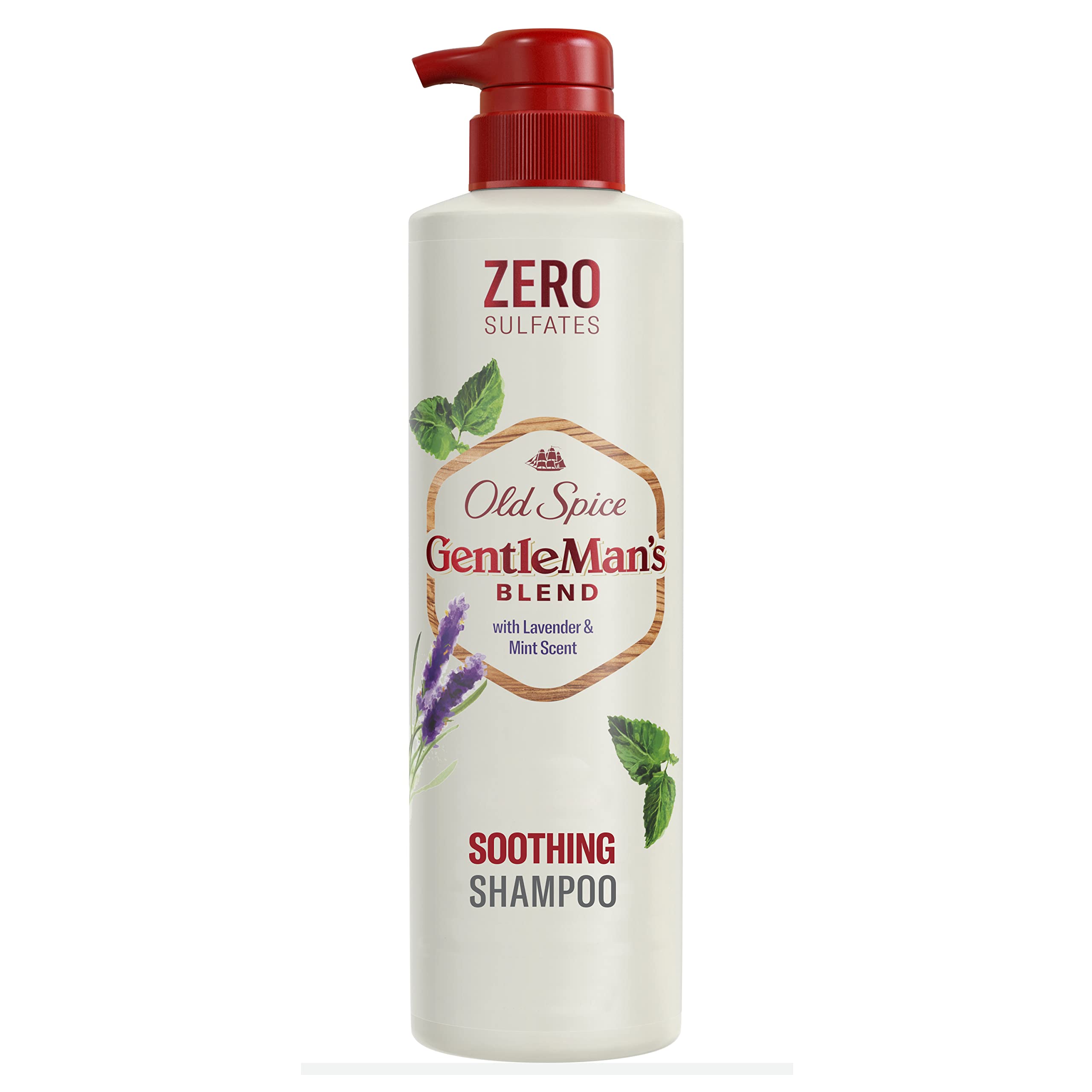 Old Spice Gentlemans Blend shampoo bottle front with lavender mint scent, refreshing cleanse for daily grooming