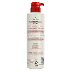 Old Spice Gentlemans Blend shampoo label with red white green packaging for bold grooming