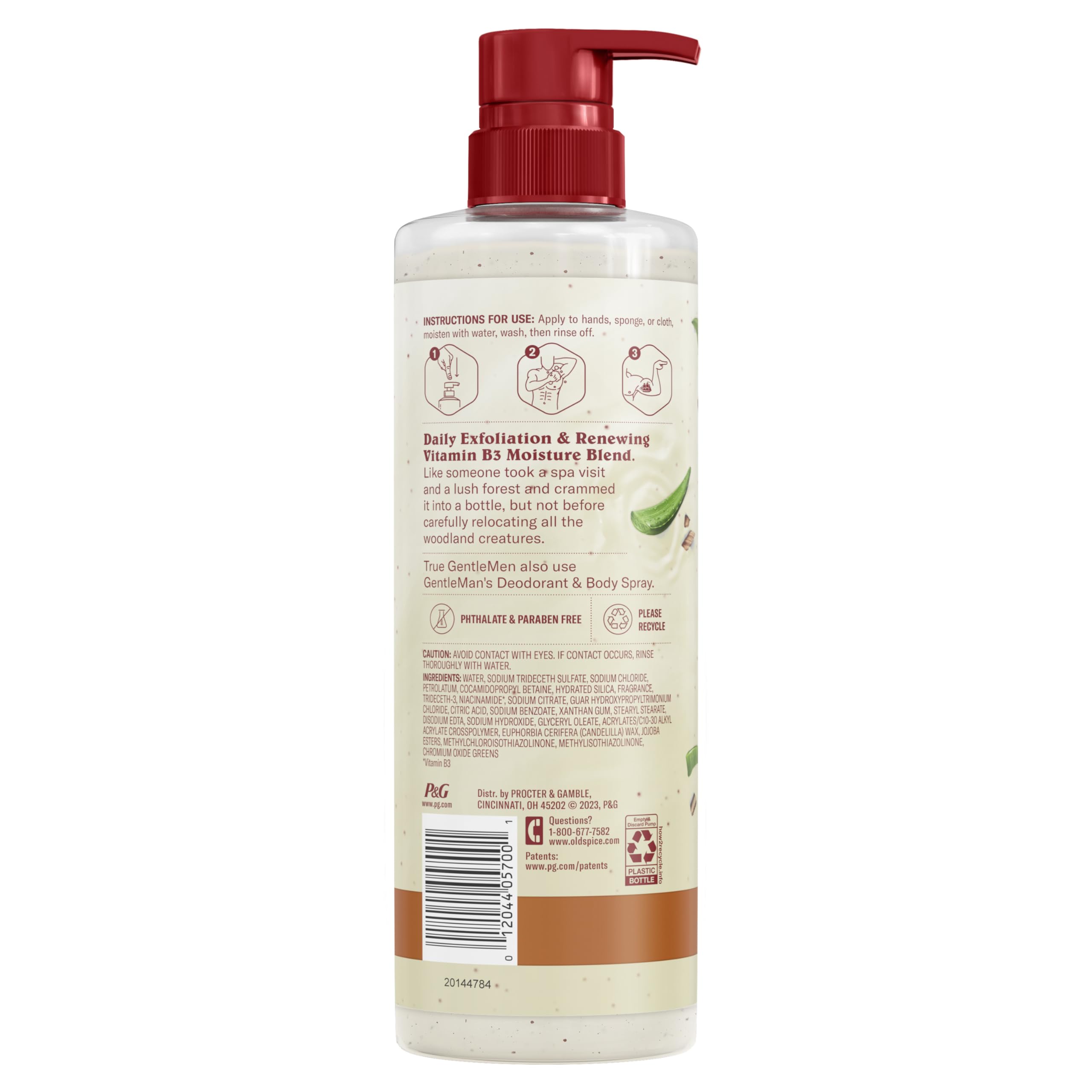 Old Spice GentleMan's Collection label highlights Vitamin B3 moisture blend.
