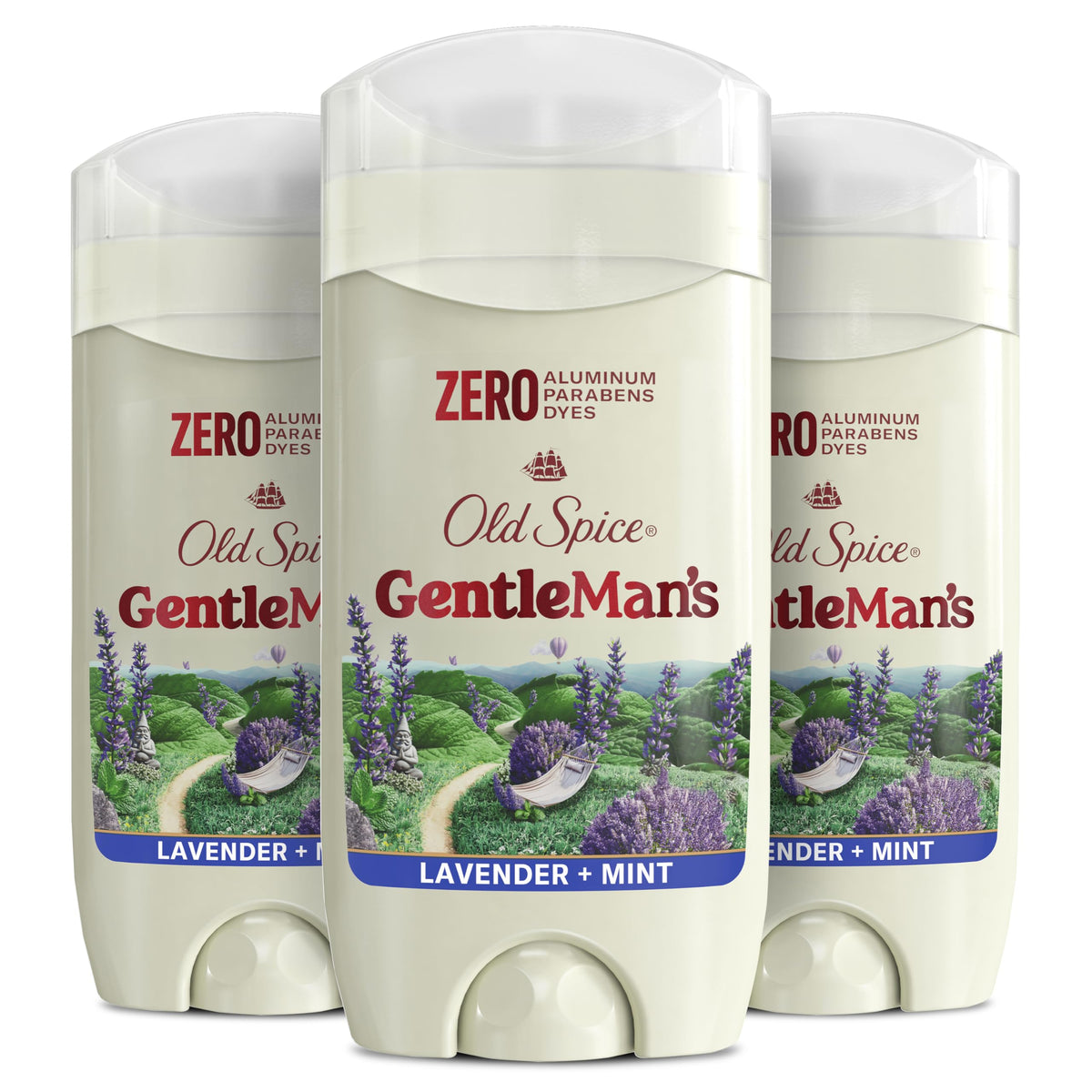 Old Spice GentleMan's deodorant 3-pack front view showing value pack for daily freshness.