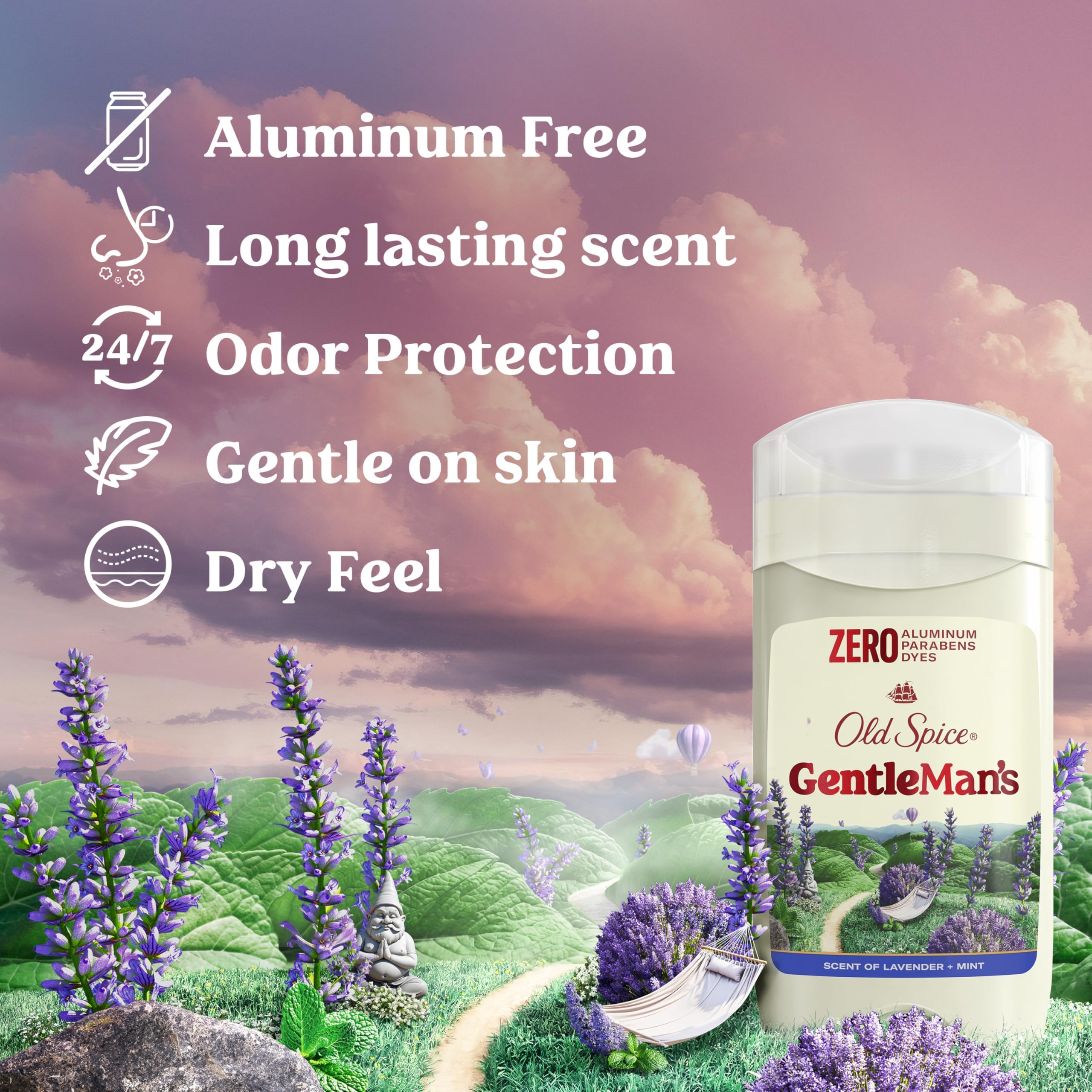 Old Spice GentleMan's Lavender Mint close-up highlighting soothing scent and skin-friendly formula.