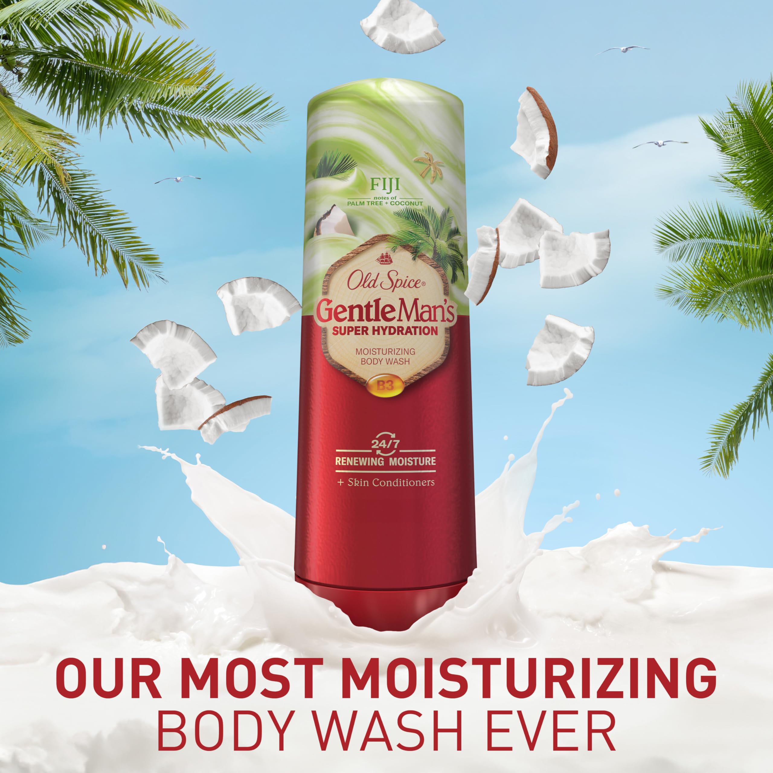 Old Spice Gentlemans Super Hydration daily routine implies all-day moisturized comfort.