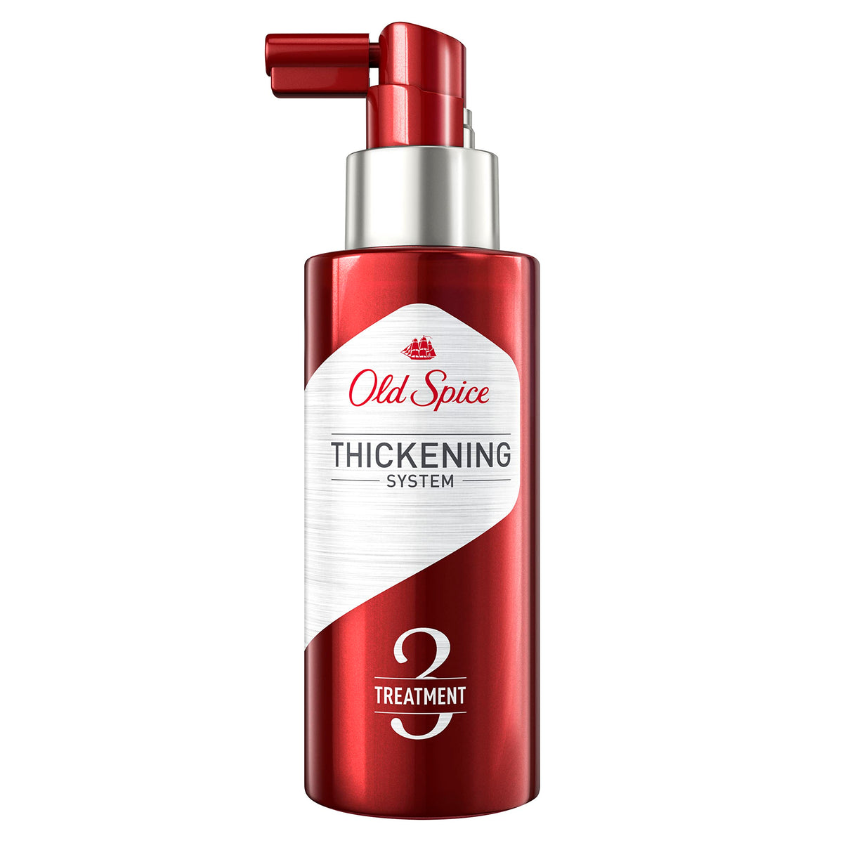 Old Spice hair thickening treatment bottle with castor oil infusion for fuller-looking hair