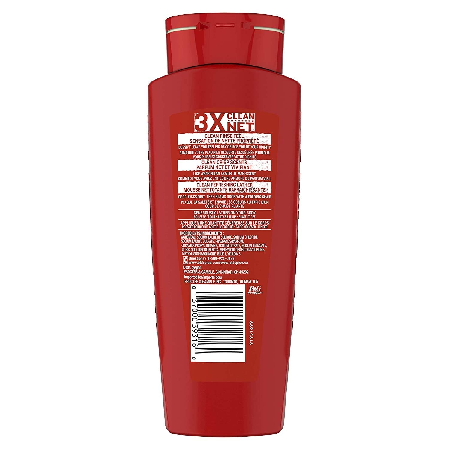 Old Spice High Endurance Body Wash for Men cleanses face and body with crisp notes