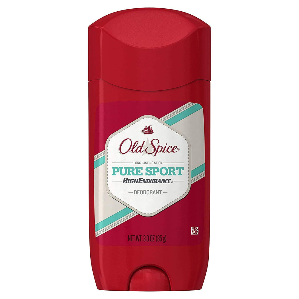 Old Spice High Endurance Pure Sport packaging with bold branding and all-day confidence