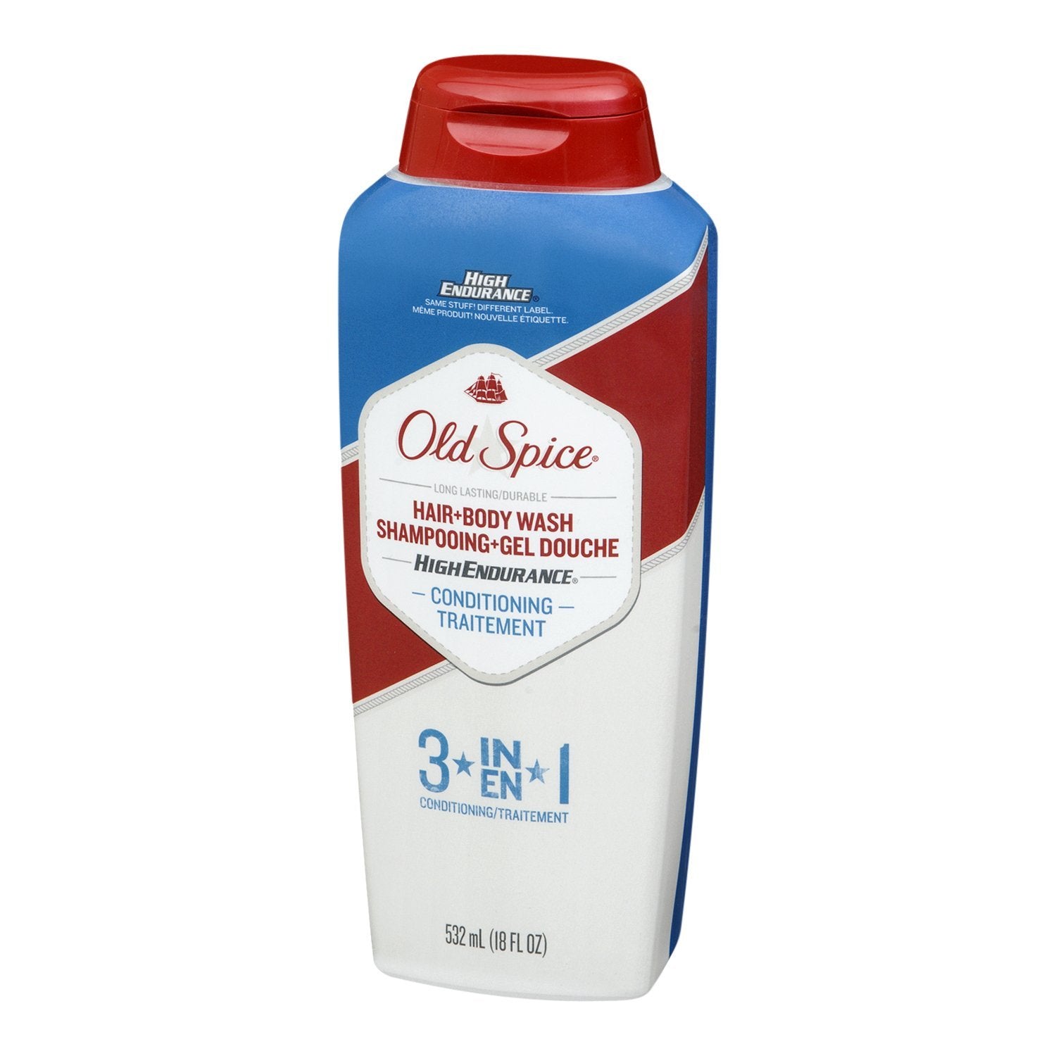 Old Spice High Endurance dispense pump enables quick, comfortable showers.