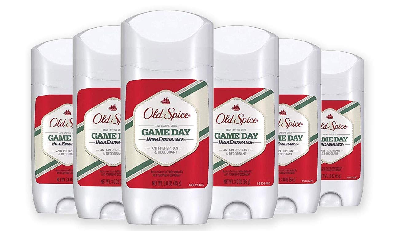 Old Spice High Endurance Game Day stick in action showing all-day odor protection