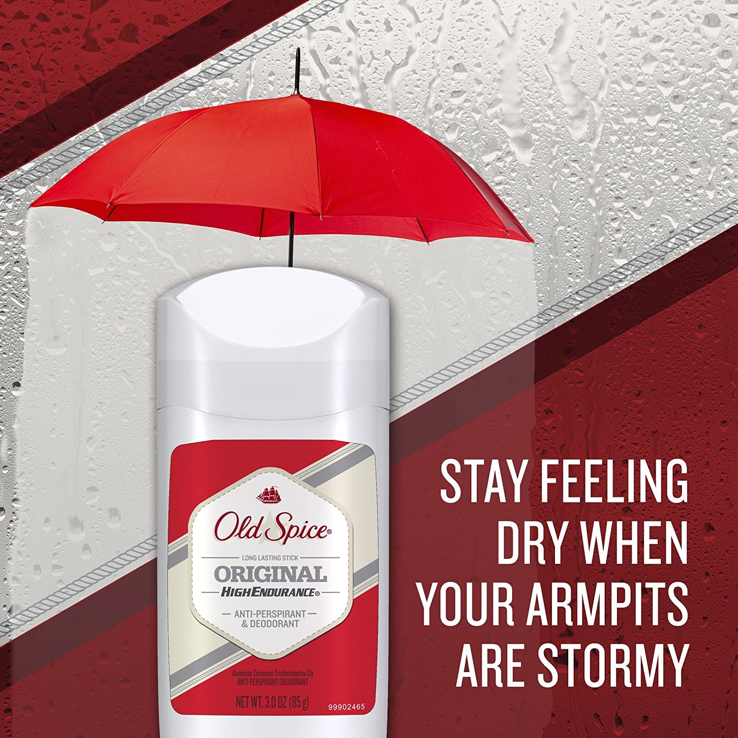 Old Spice High Endurance Original clear application shows invisible solid on skin