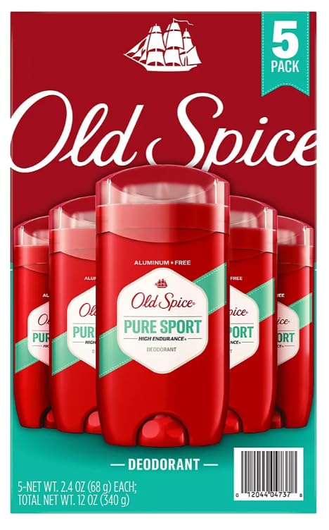 Old Spice High Endurance Pure Sport stick being applied for everyday freshness.