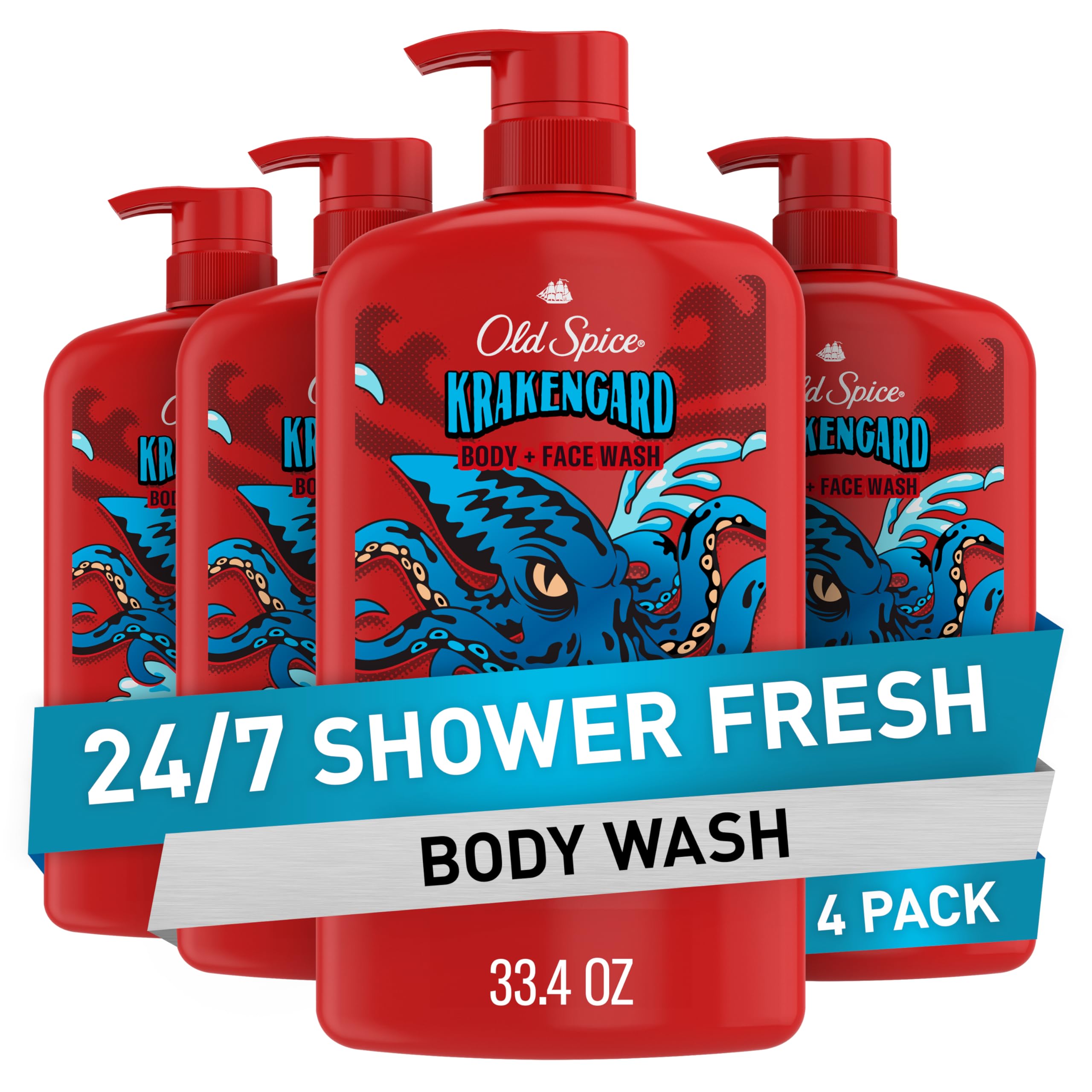 Old Spice Krakengard bottle pour for all-day freshness.