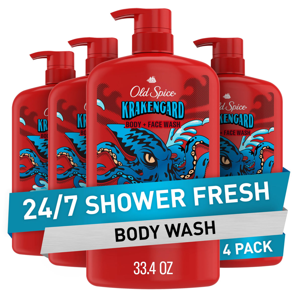Old Spice Krakengard bottle pour for all-day freshness.