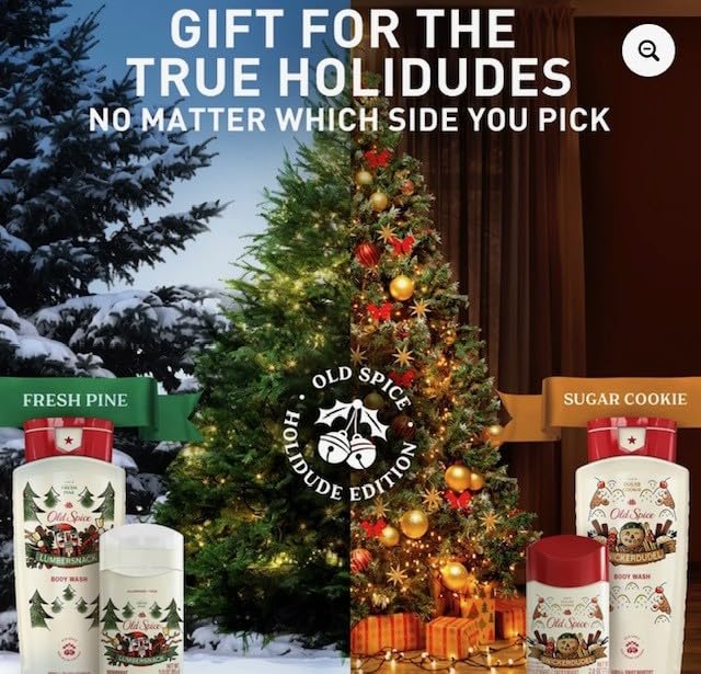 Old Spice Lumbersnack deodorant bottle close-up highlighting rugged pine scent.