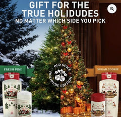 Old Spice Lumbersnack deodorant bottle close-up highlighting rugged pine scent.