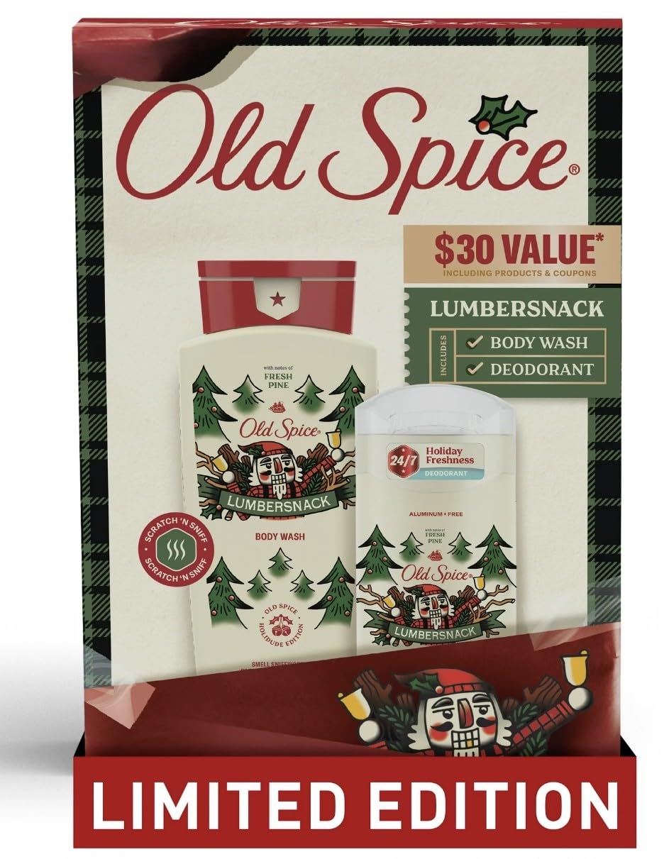 Old Spice Lumbersnack gift set packaging, ideal for holiday gifting and display.