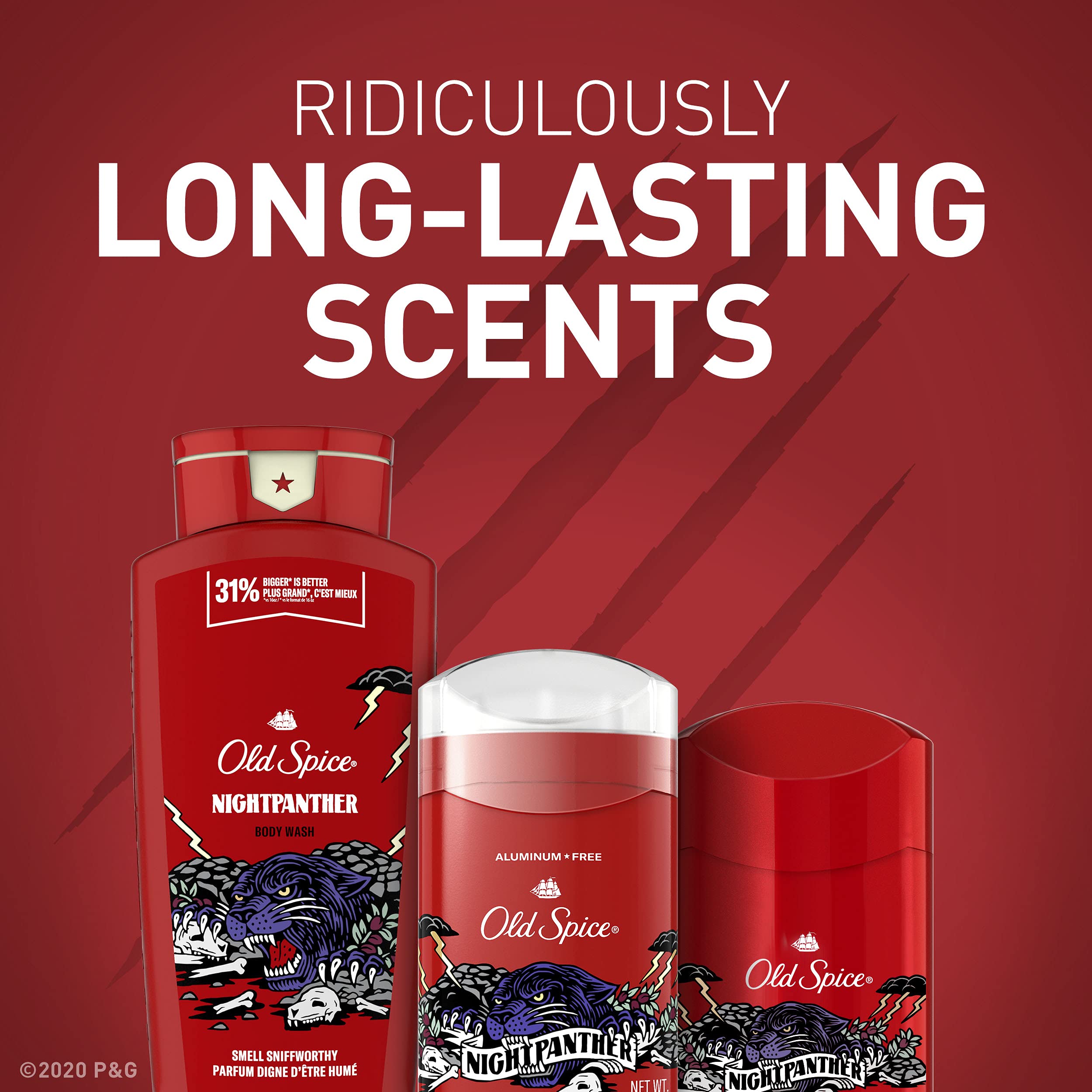 Old Spice NightPanther 2.6 oz packaging for easy travel.