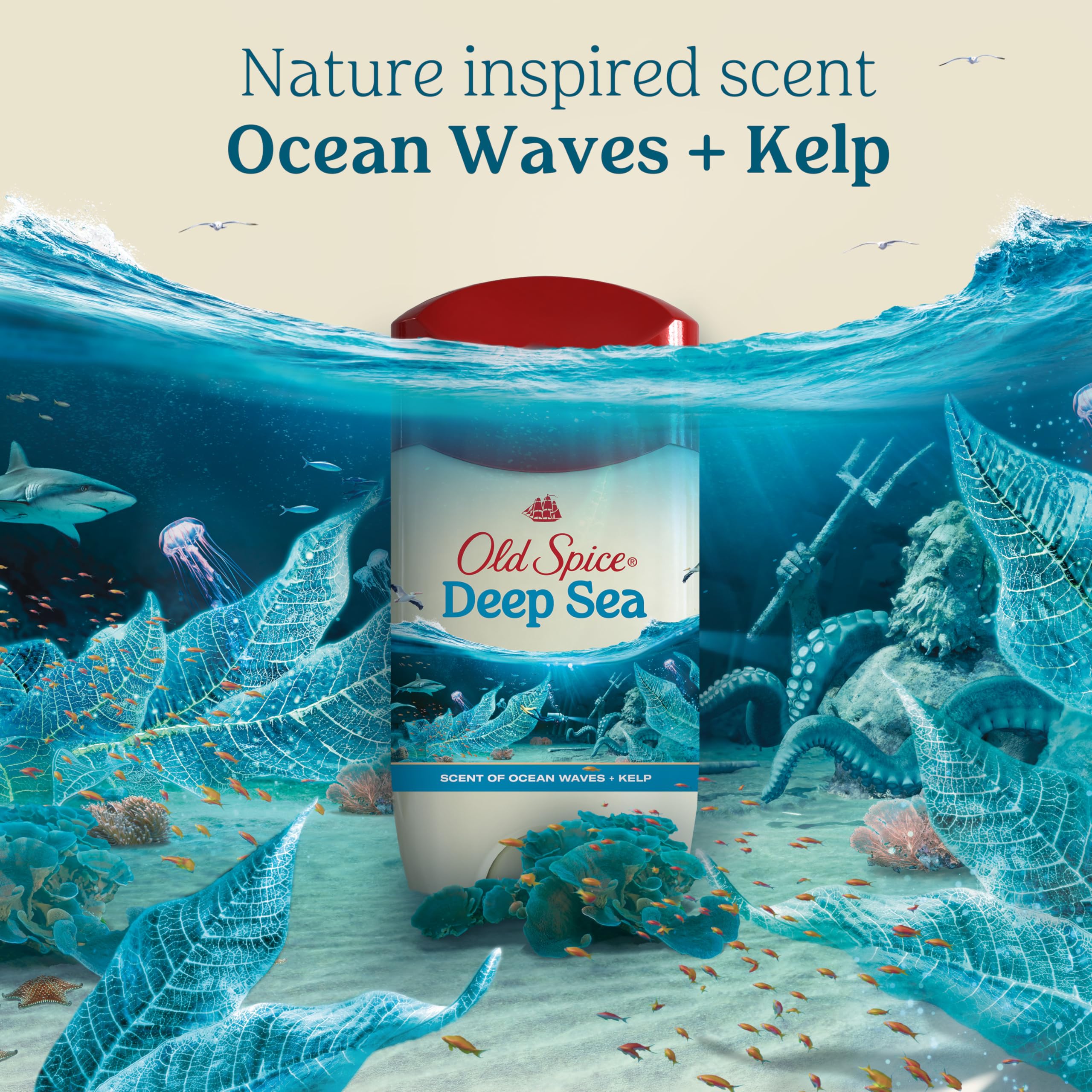 Old Spice Ocean waves morning routine image evokes refreshing start.