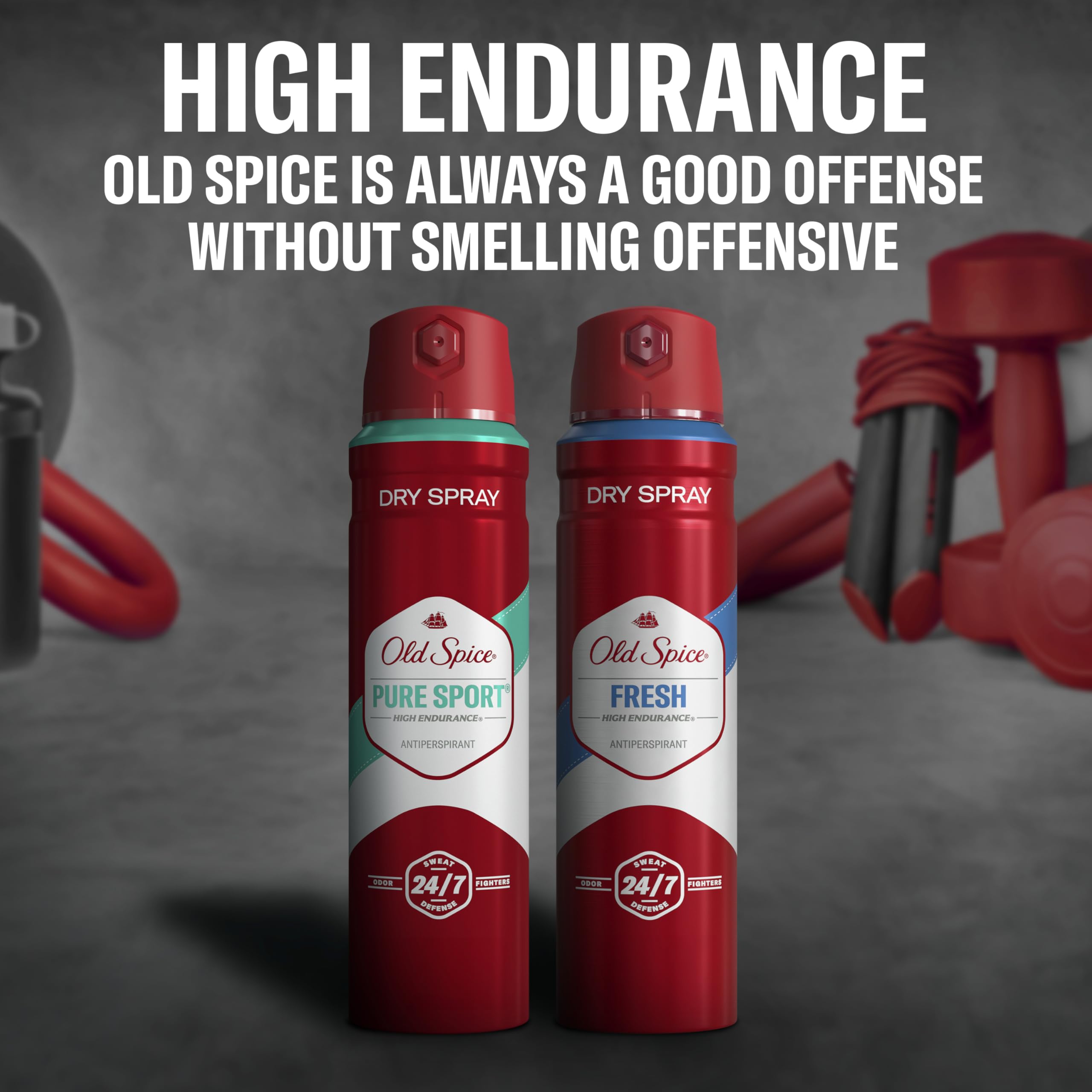 Old Spice odor protection visual communicates effective odor control.