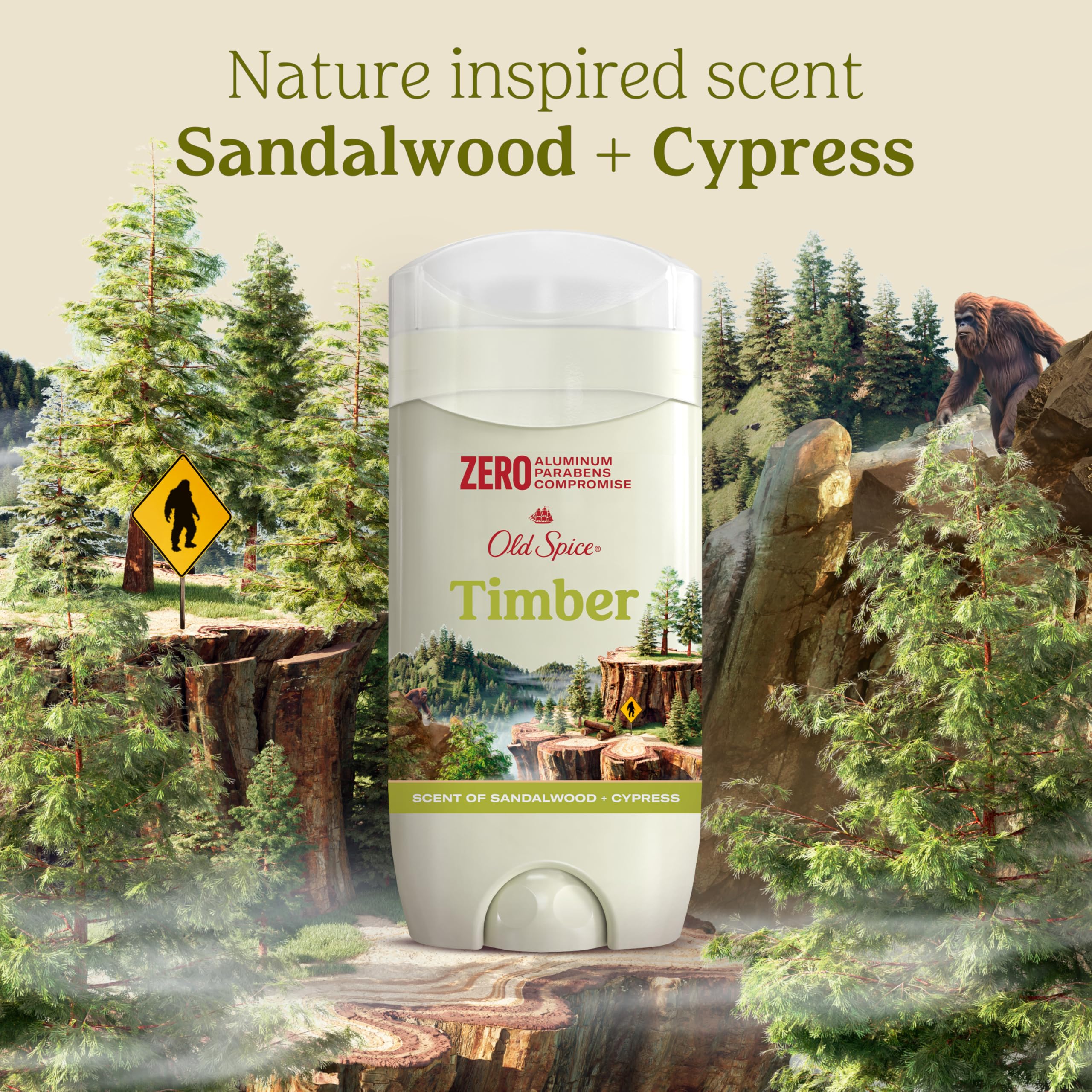 Front view of Old Spice Timber 3-pack with rugged branding.