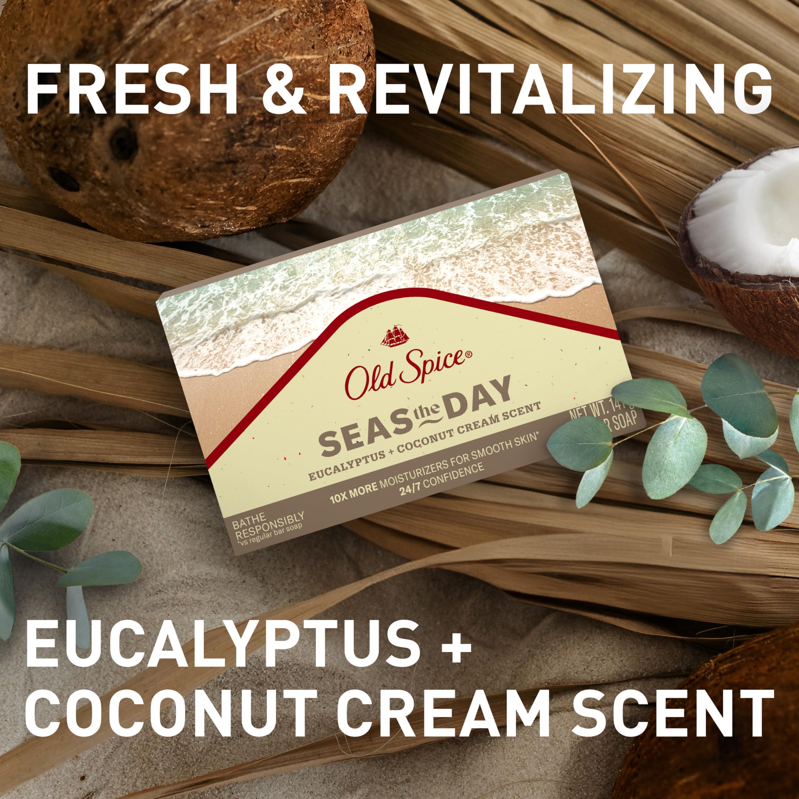 Old Spice Premium Bar Soap exfoliating grit adds mild texture for a clean feel.