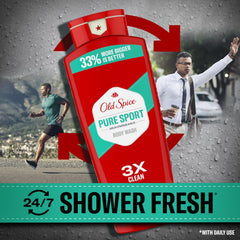 Old Spice Pure Sport scent lemon-lime notes for a bright, sporty feel