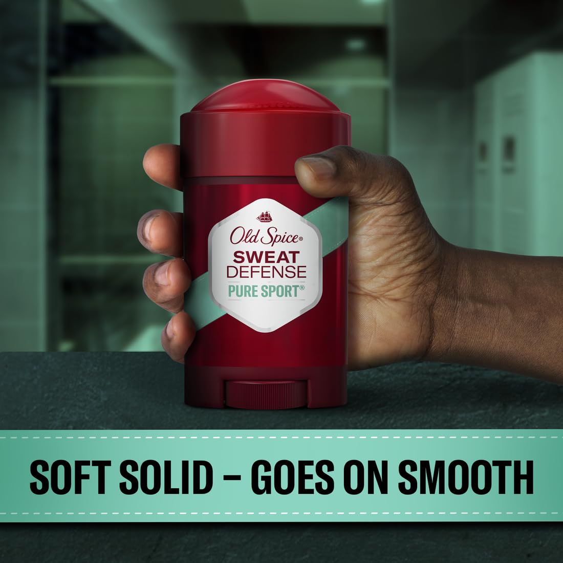 Old Spice Pure Sport Soft Solid front label highlighting sport inspired scent.