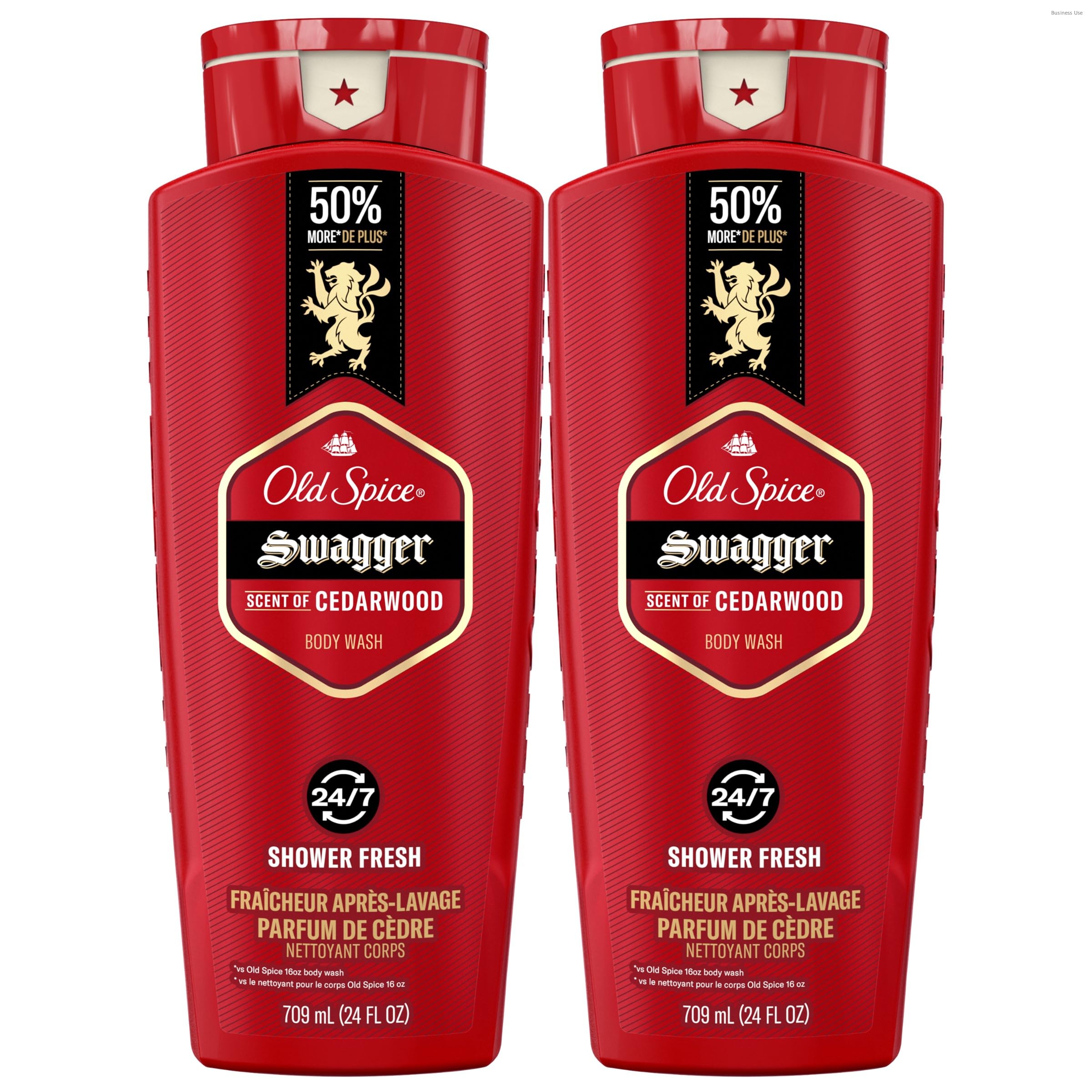 Old Spice Red Collection Swagger bottle pour for a confident morning shower