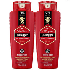 Old Spice Red Collection Swagger bottle pour for a confident morning shower