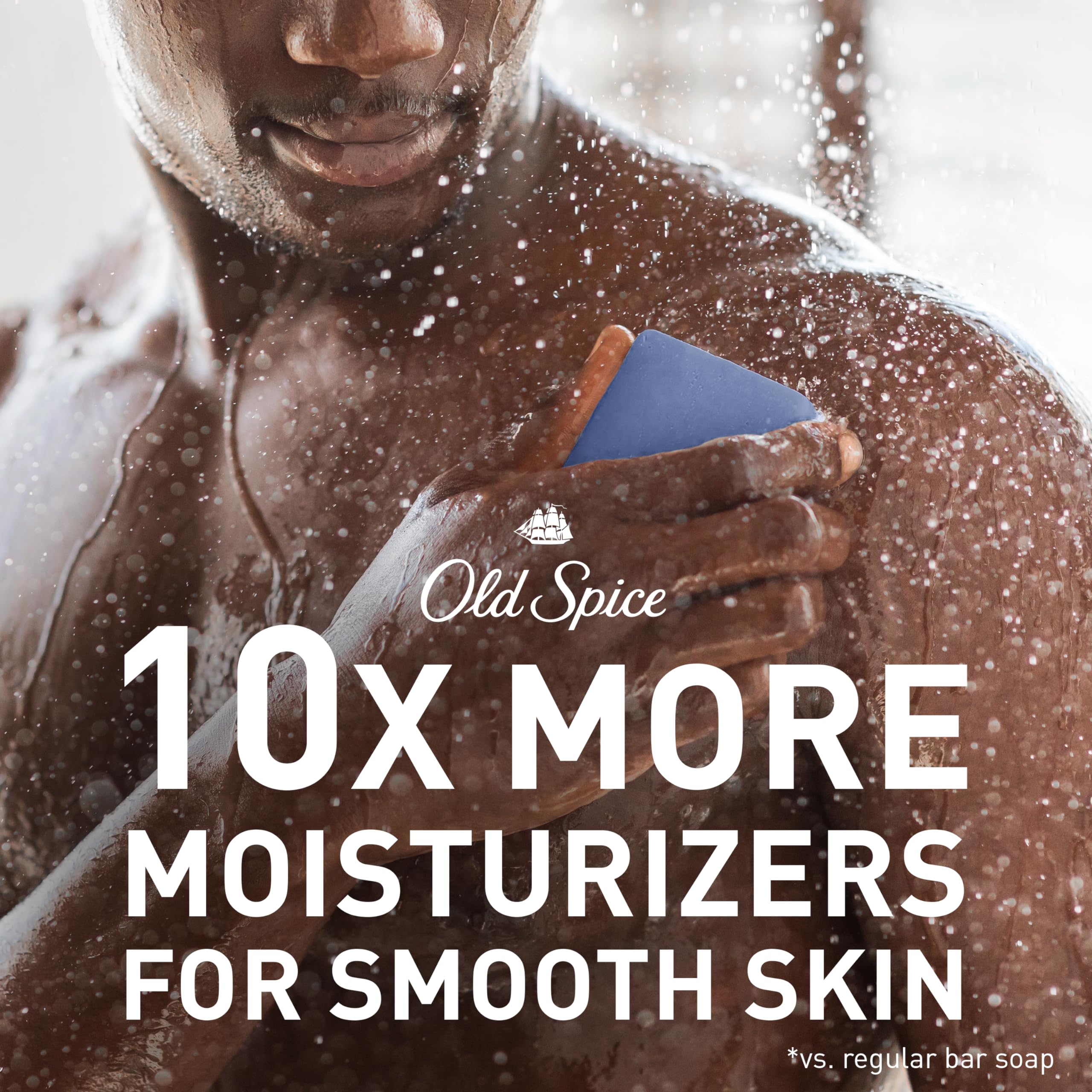 Old Spice Seas the Day bar soap lather closeup shows creamy bubbles for smooth skin.