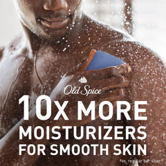 Old Spice Seas the Day bar soap lather closeup shows creamy bubbles for smooth skin.