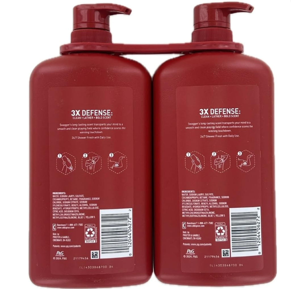 Old Spice Swagger Cedarwood lather highlights deep clean and post-shower refreshment.