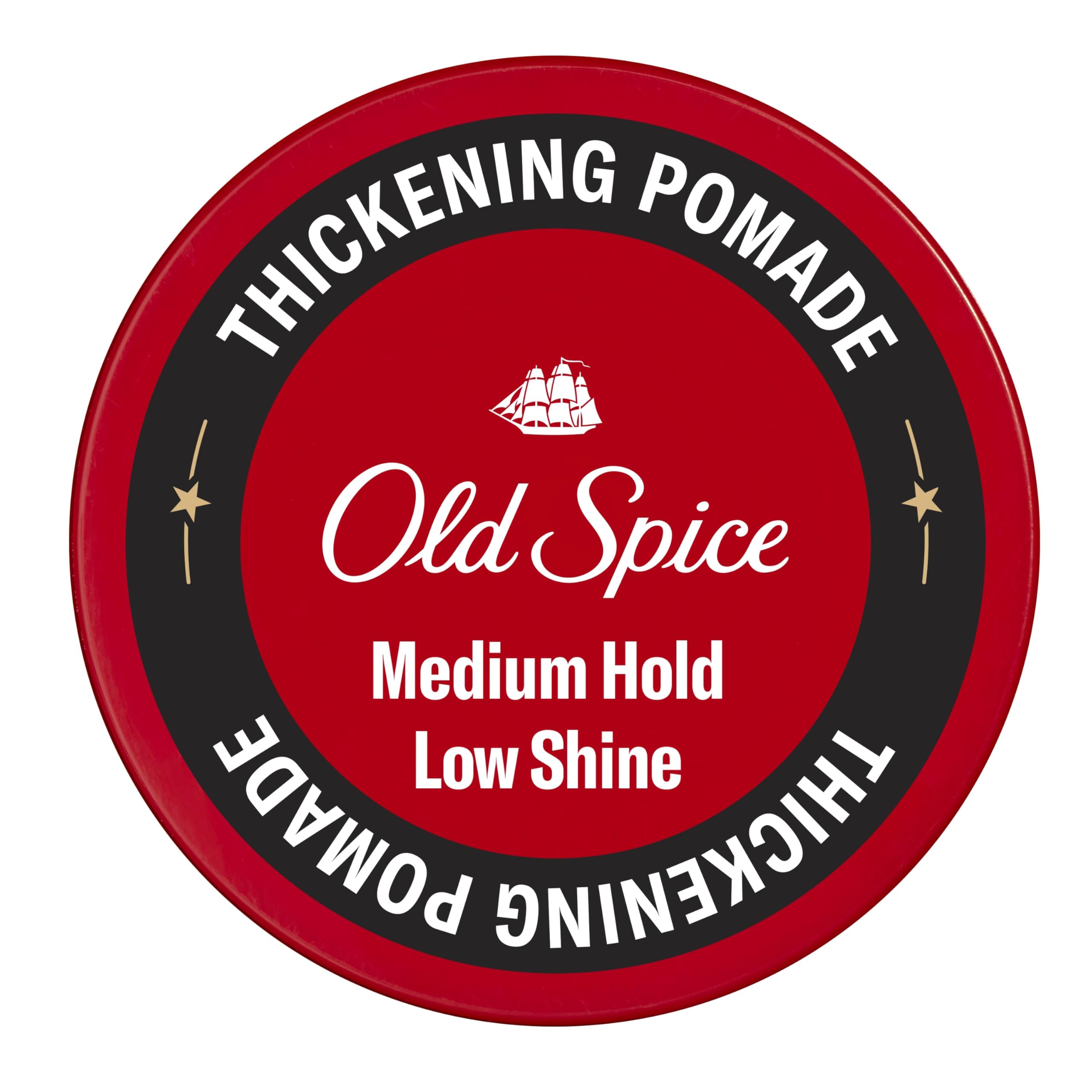 Old Spice Thickening Pomade bottle pump offers quick biotin boost for thicker-looking hair.