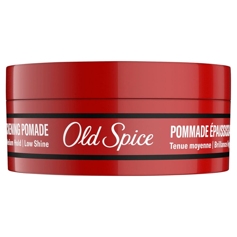 Old Spice thickening pomade volume look demonstrates added hair lift.