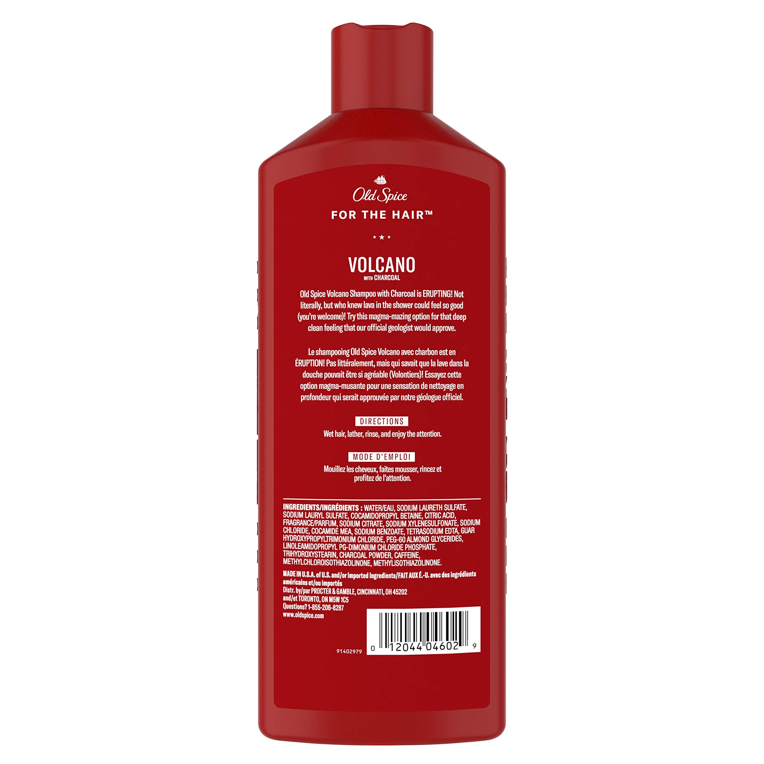 Old Spice Volcano Charcoal Shampoo foamy-lather close-up highlights rich lather during use.