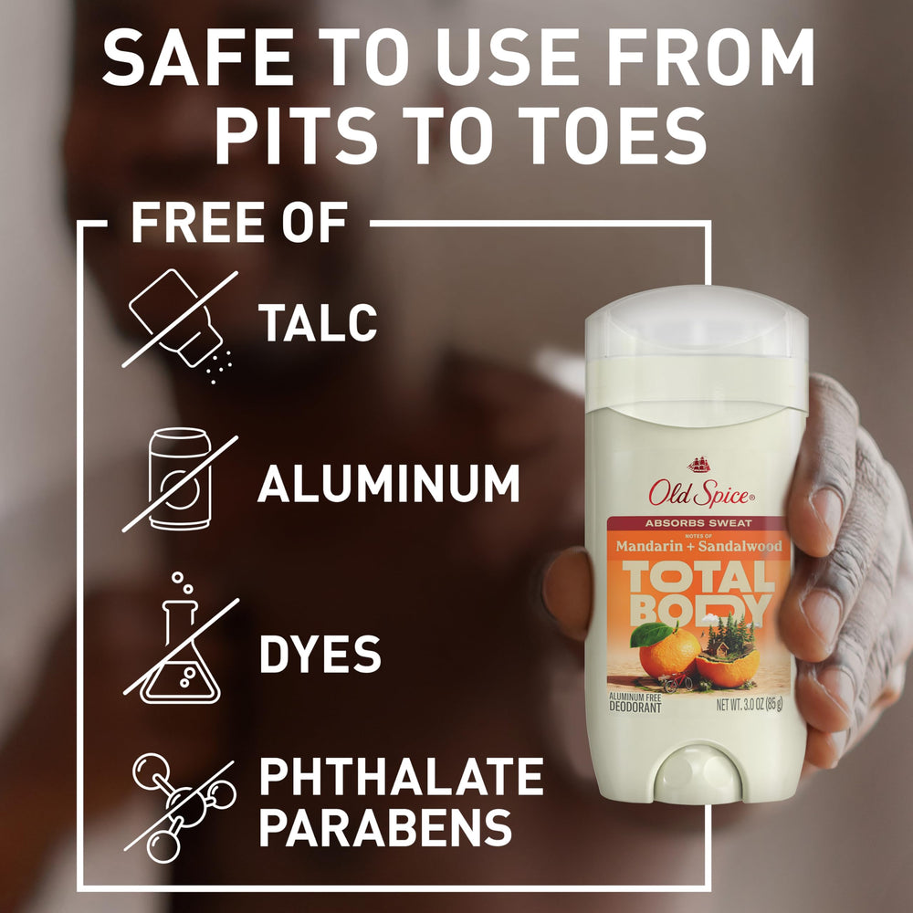 Old Spice Whole Body Deodorant Stick application-area demonstrates all-over use