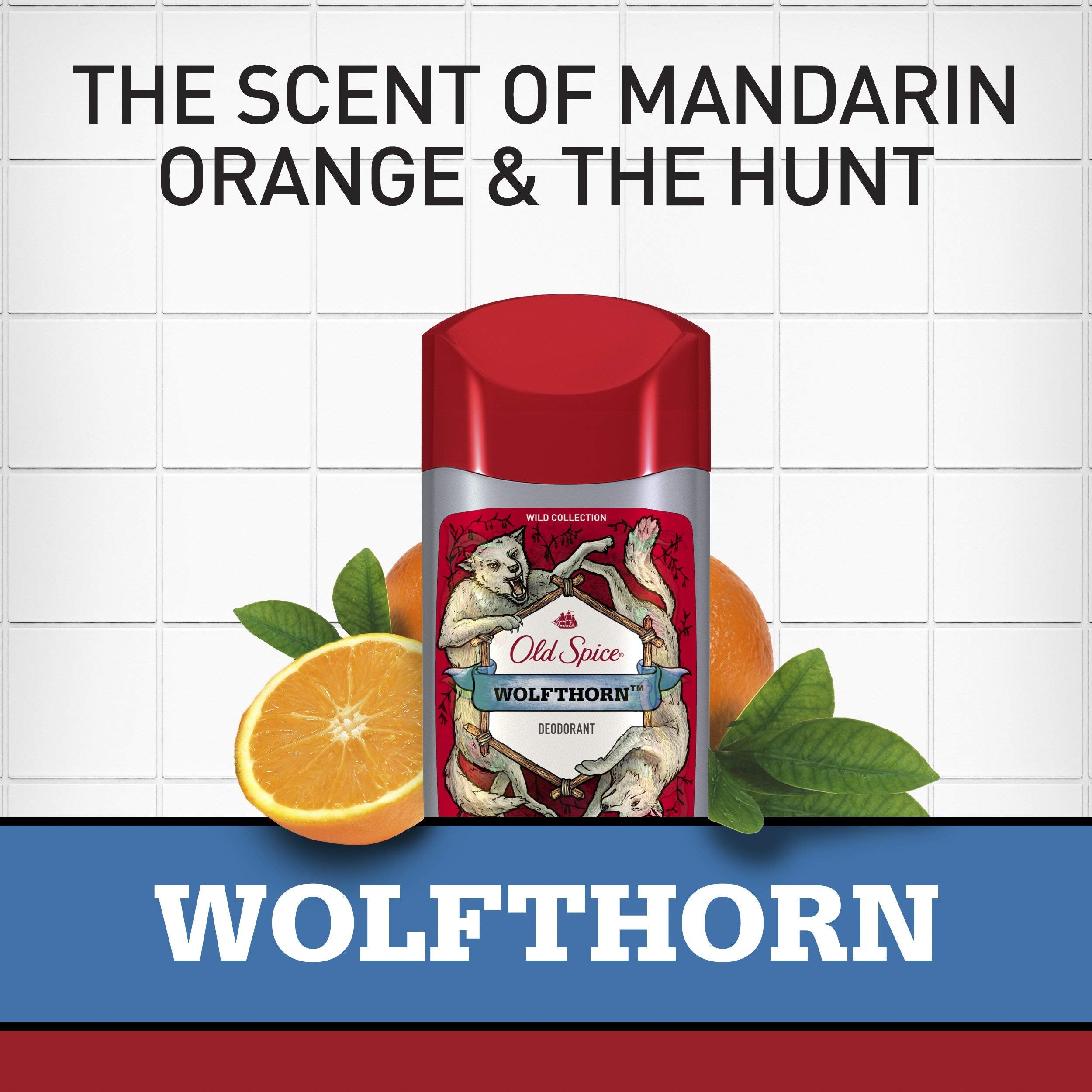 Old Spice Wolfthorn deodorant being applied for immediate freshness.