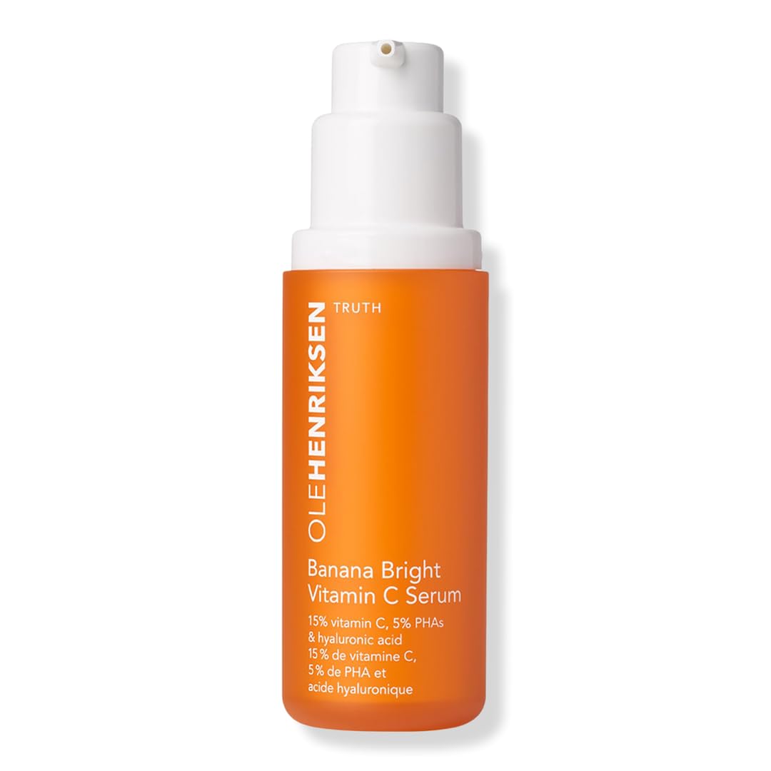 Ole Henriksen Banana Bright Serum bottle shows brightening vitamin C and hydration.