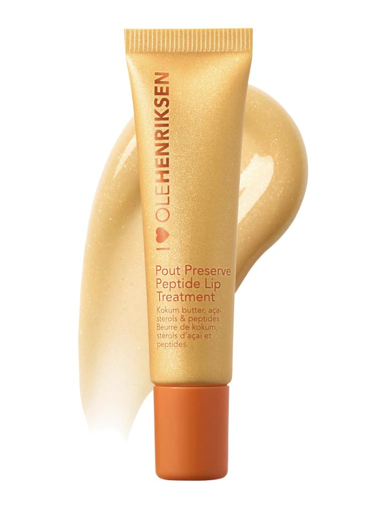 Ole Henriksen Pout Preserve lip treatment tube applying with hydrating peptides for plump lips