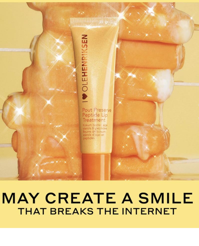 Ole Henriksen Pout Preserve close-up showing smooth lip texture after peptide lip treatment