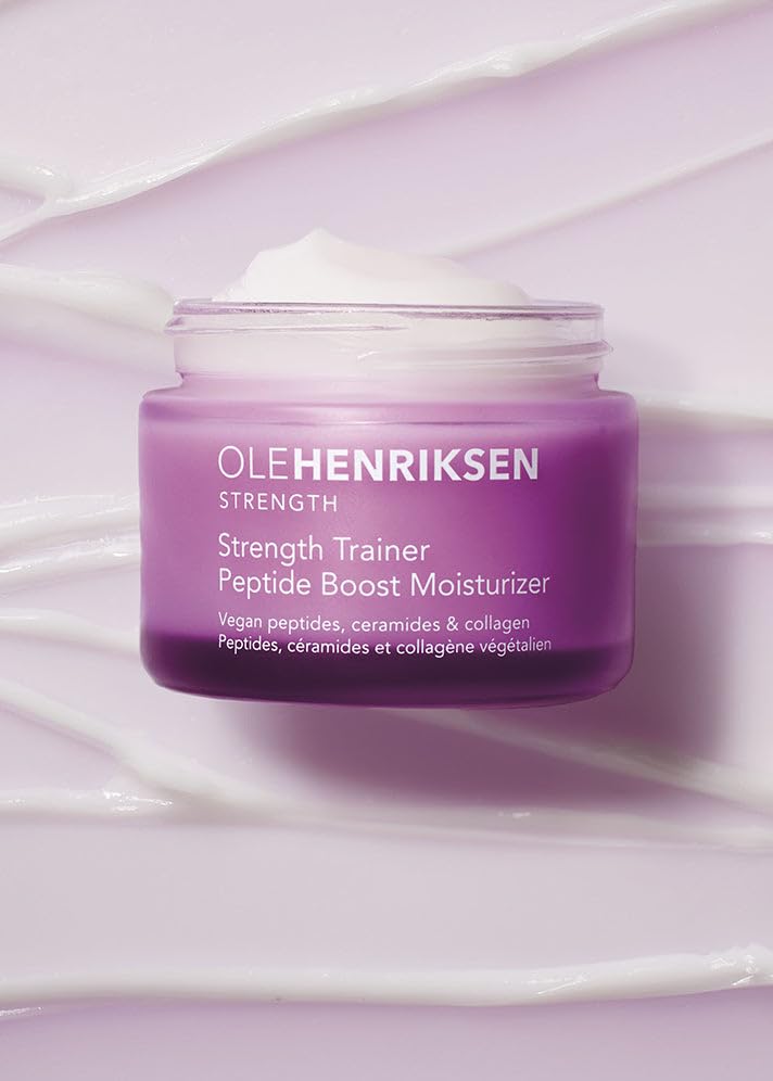 Ole Henriksen Strength Trainer Peptide Boost balm-to-gel texture swatch delivers rich hydration.