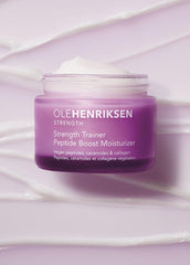 Ole Henriksen Strength Trainer Peptide Boost balm-to-gel texture swatch delivers rich hydration.