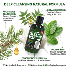 Oleavine TheraTree soap lather in hand delivers rich foam for refreshment