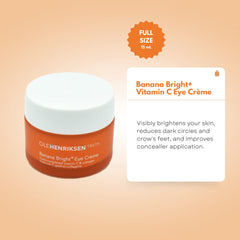 Closeup of Banana Bright+ Eye Creme jar displaying smooth creamy texture