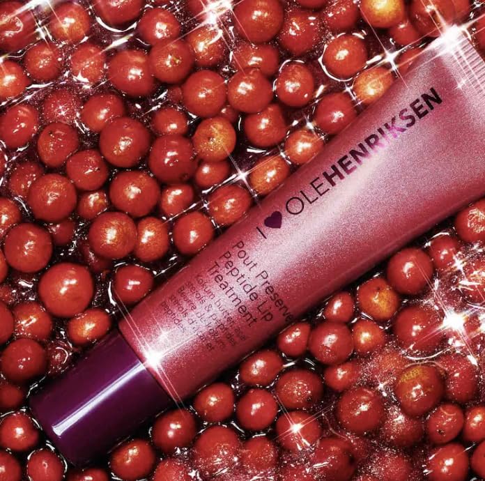 OLEHENRIKSEN Pout Preserve texture swatch highlights a soft glimmering finish