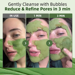 OLELON Holy Basil Bubble Mask pore purification close-up shows purified pores and clearer skin