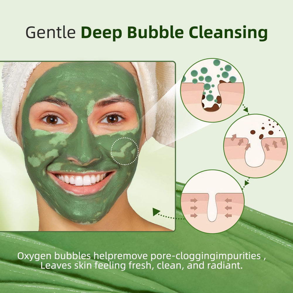 OLELON Holy Basil Bubble Mask wash-off in water rinse demonstrates easy removal